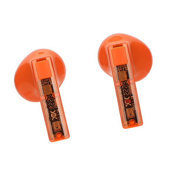 Trådlösa Bluetooth-hörlurar Genomskinlig kropp Design Låg latens 2-vägs transmission Spel Sport Hörlurar för utomhus Orange