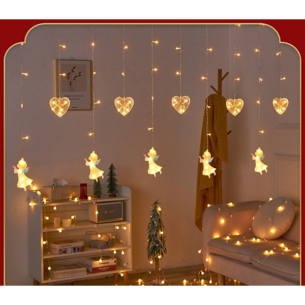 Juldekoration med kärlek, semesteratmosfär, ljusslinga 3 m, rumsadapter, koppartråd, LED 3
