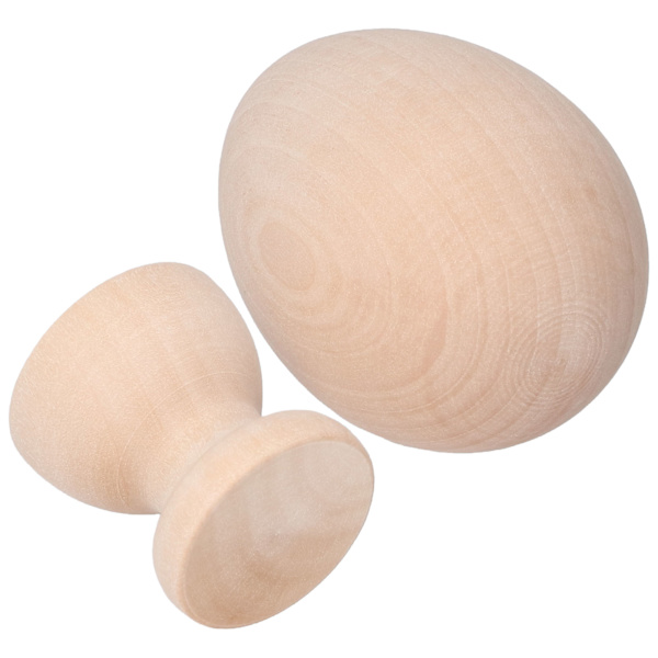 Umalt trepåskeegg - Kunstig treegg med eggekoppholder for DIY-dekorering - Håndverk - Burlywood eggform