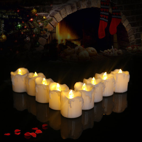 12-pack Jultelys med LED-ljus, plast, CR2032-batteri yellow 12 PCS