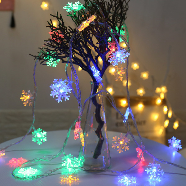 Snowflake Lighting Chain Christmas String Light LED Färgad Lampa Batterilåda String Lights 2M10led Warm Color-Battery