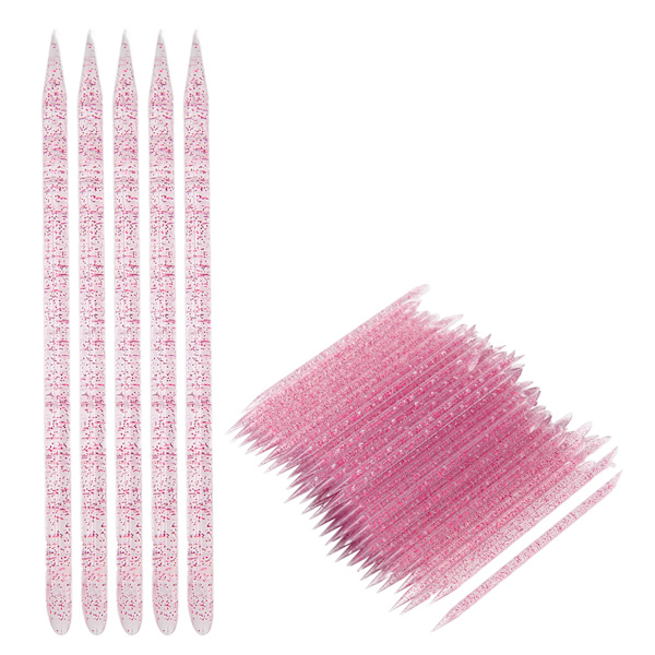 100 st. Engångs Nagelbands-tryckare Dubbeländad Nagelbands-manikyr-pedikyrpinnar Purpurröd