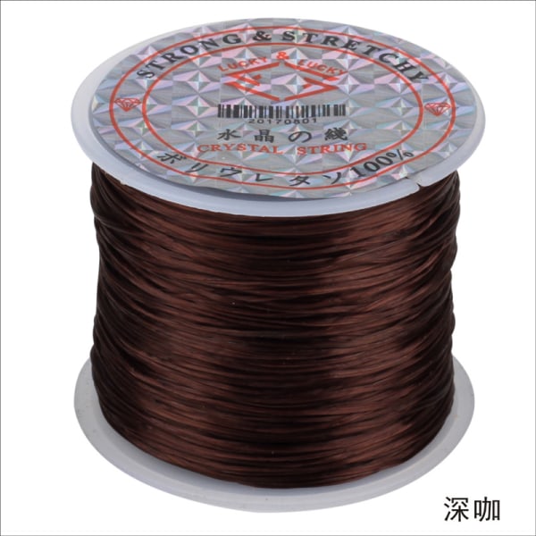 Fargede elastiske tråder, krystalltråd, perletråd, armbåndstråd, -60 meter vevd armbånd DIY Deep coffee