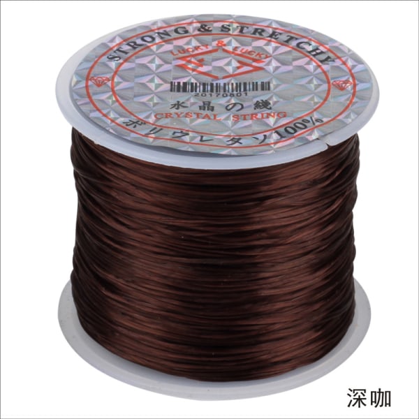 Farvet elastisk tråd, krystaltråd, perletråd, armbåndstråd, -60 meter vævet armbånd DIY Deep coffee