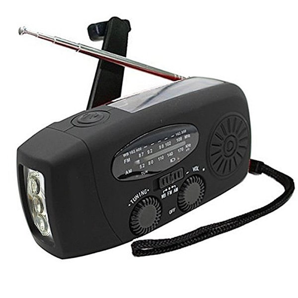 2000mAh Powerbank Multifunksjons Solradio Håndsveiv Strømgenerering radio Black