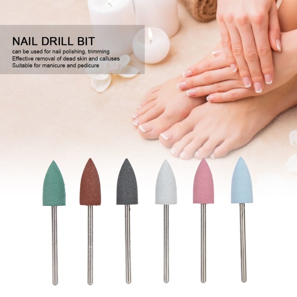 6 kpl kynsilakka Nail Art Drill Manikyyri hiontapää kynsien kiillotuskärjet lisävaruste09