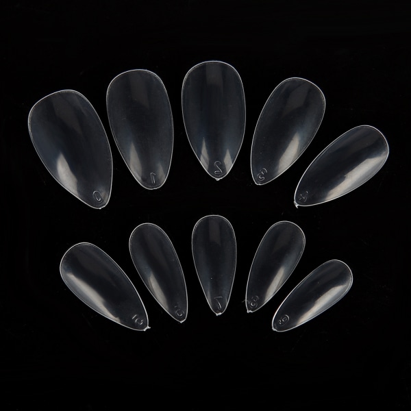 500 stk. Neglekunst Fuld Dækning Oval Falske Negle Spidser Manicure Kunstige Negle (Transparent)