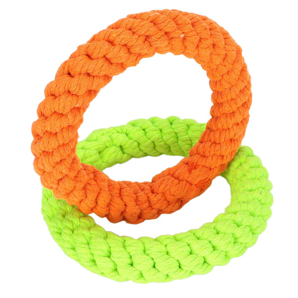 2-pack Ringar Hundleksak Bomullsrep Hundtugg Leksaker för Tandspottning Rengöring Träning och Lek