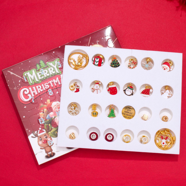Gyllene Julnedräkningskalender Presentset DIY Pärl armband Advent Julgran Blind Box A