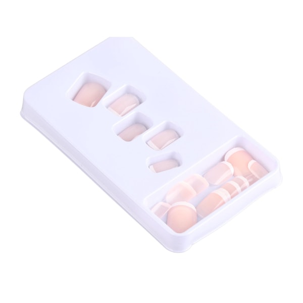 24PCS French Nude Nails Short Press Full Cover Ballerina Artificial Nail Tips for Daily DIY Salon