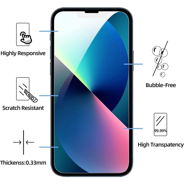 NEW'C 3-pak, Skærmbeskytter iPhone 14 Pro Hærdet Glas