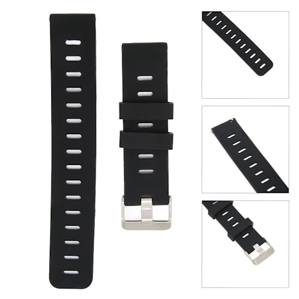 20mm Blød Silikon Urrem Armbånd Udskiftning med Fladt Hoved Luft Huller til Amazfit GTS 3 Sort