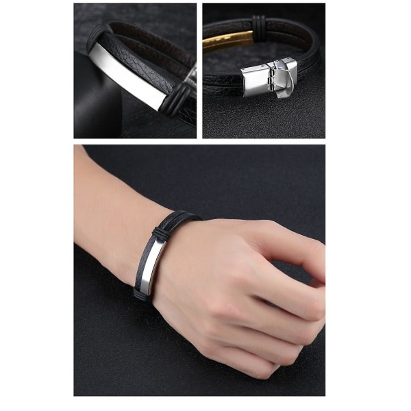 Mænds Læderarmbånd Dobbeltlag Student Ornament #6