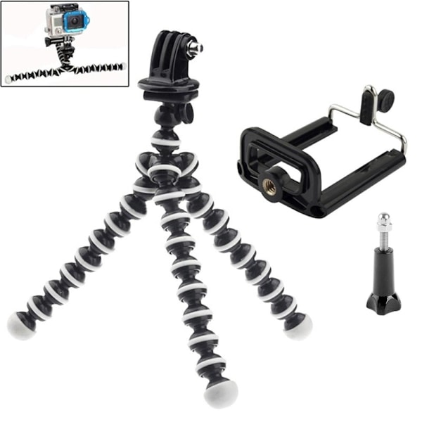 Joustava tripod-kameranpidike - sopii matkapuhelimille/GoProlle black