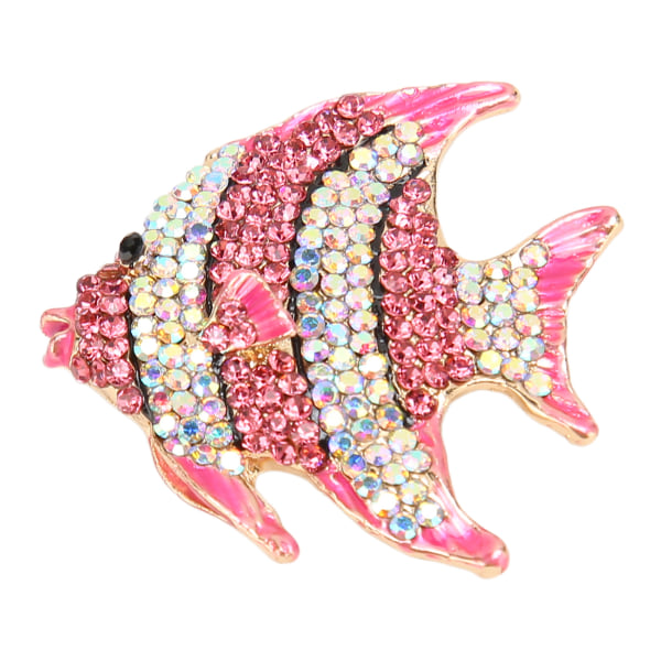 Kvinde Glitrende Brosche Legering Klovnfisk Form Rhinestone Hårdhed Sikker Metal Pin Pink