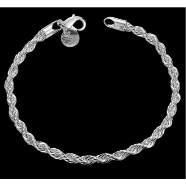Sølv Armbånd - Twist & Tvinnat - Stilren Design - 4 mm Sølv