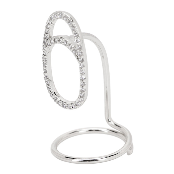 Fingernagelringar Kvinnor Strass Utsökt Moderiktig Fingernagelöverdrag Ring Nagelkonst Dekoration Silver