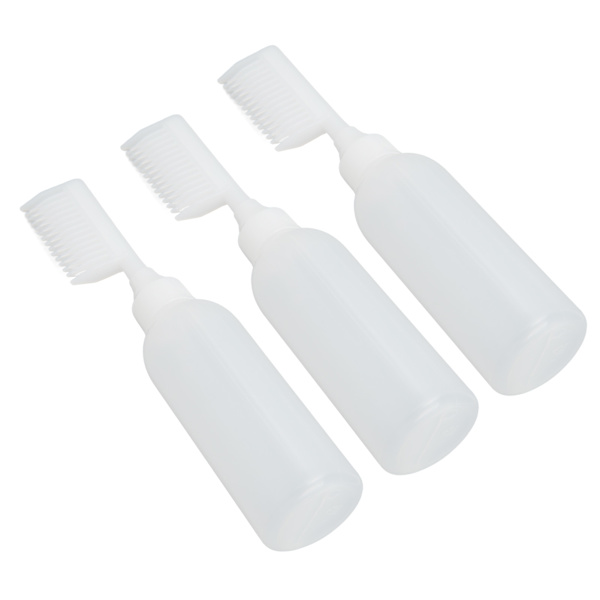 3-pack Rotborste Applikator Tom Flaska PE Pressbar Klar Skala Hårfärgningsfärgningsflaska Vit