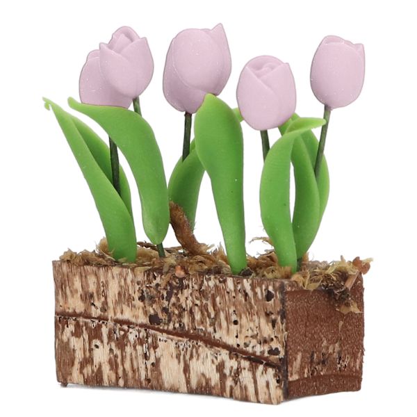 Konstgjorda Tulpanblommor Ornament 1:12 Dockhus Trädgårdsinredning Simulerad Modell Miniatyrtillbehör Rosa