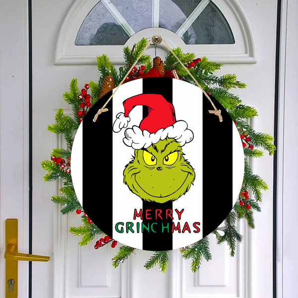 Christmas Grinch dør hengende Christmas Holiday Party Atmosfære dekorasjon anheng dør plate H