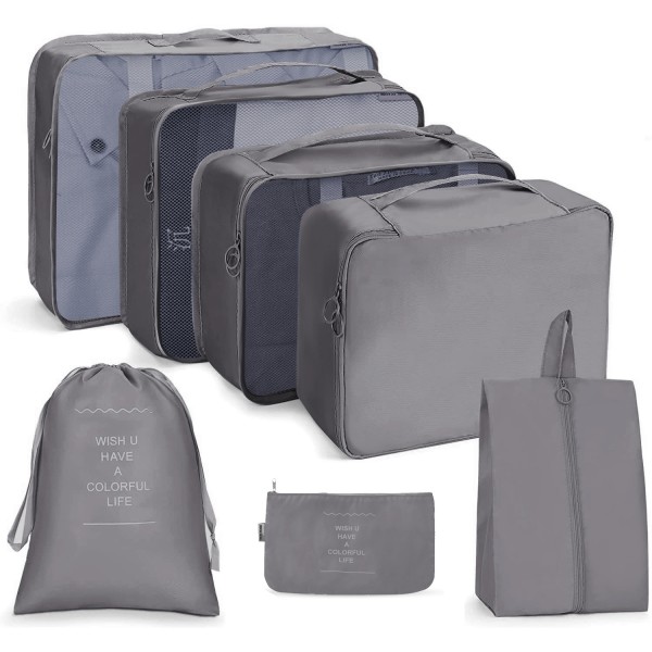 7-delt reiseoppbevaringssett grey