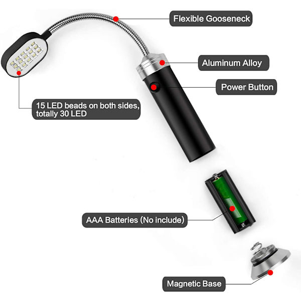 15LED Grilllys 360° Justerbar Grilllampe Bærbar Campinglys