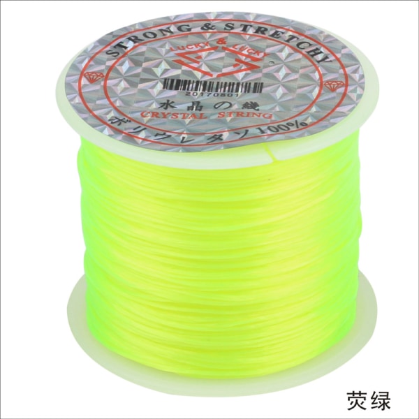 Färgad elastisk tråd, kristalltråd, pärltråd, armbandstråd, -60 meter vävt armband DIY Fluorescent green
