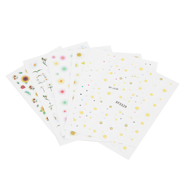 6 Ark Blomstermønster DIY Neglekunst Sticker Selvklæbende Negle Dekaler Dekoration Manicure Værktøj