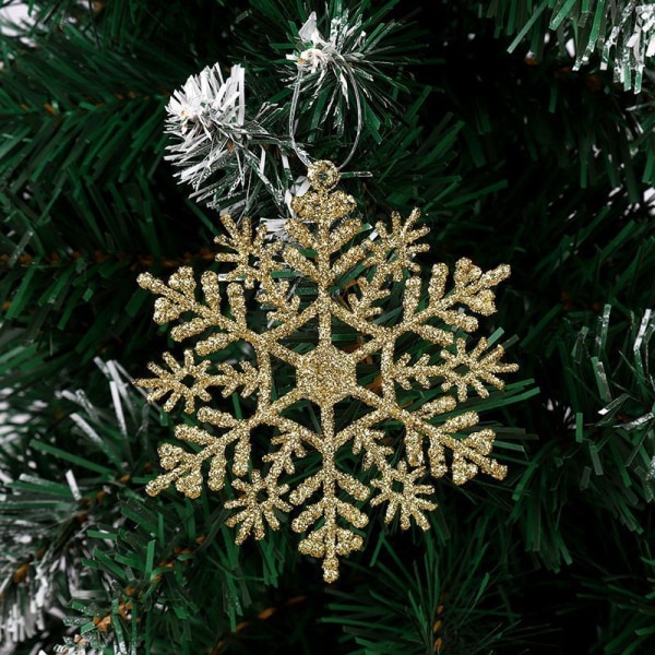 Julgranshänge Snöflinga Glitter Dekoration Tillbehör Festlokal Layout Jul White【 with Lanyard]] 2 Packs [6 Packs]]