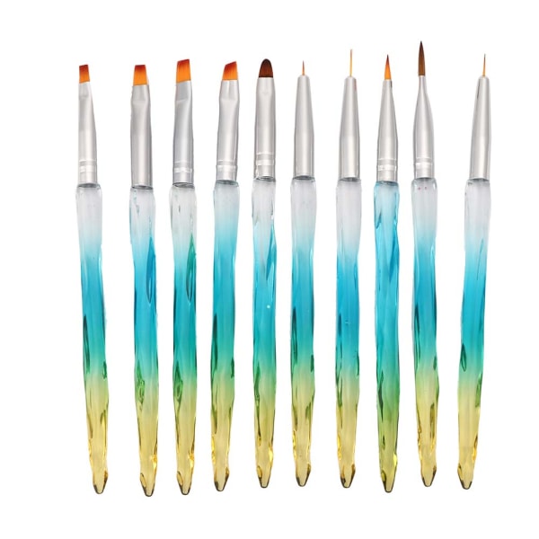 10 st Nail Art Pen Bärbar Professionell UV Gel Nail Art Målning Prick Ritning Penna Gradient Blå