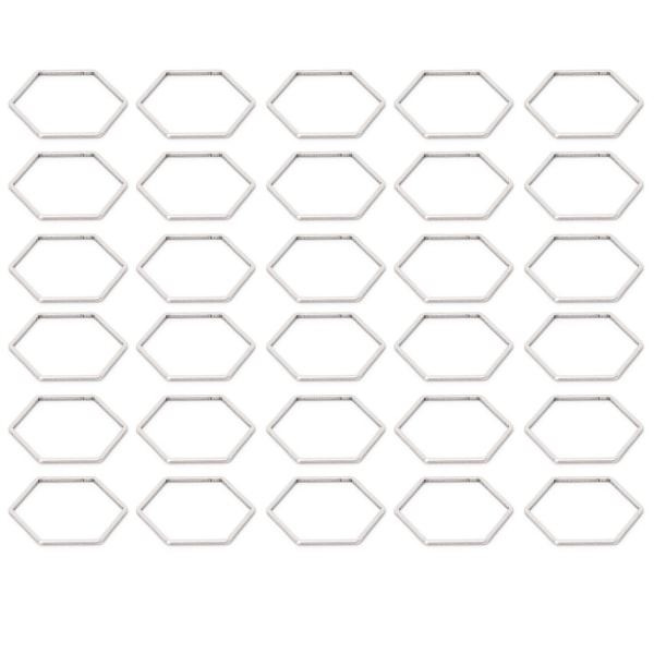 30 st Hexagonformade Ihåliga Resinramar i Rostfritt Stål Öppna Bågar Ihåliga Hängsmycken Formar för DIY Hexagon L