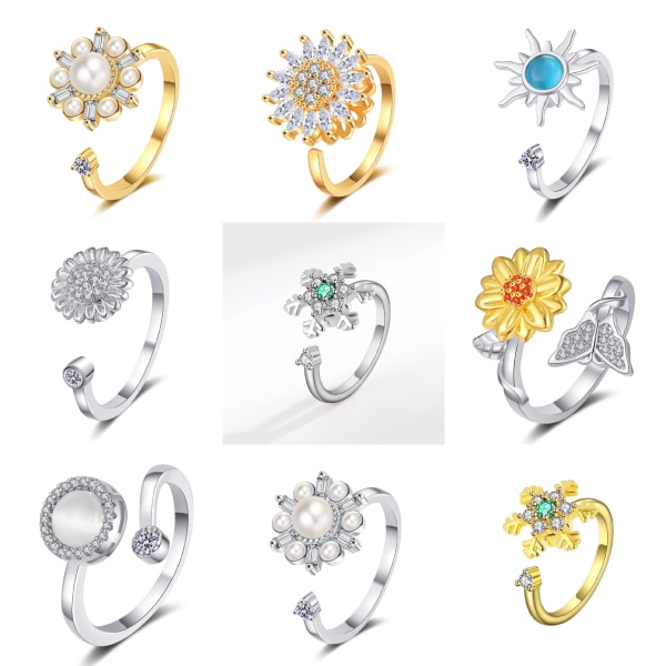 Roterende ring for kvinners unike design, fasjonabel og personlig roterende ring Instagram B Adjustable