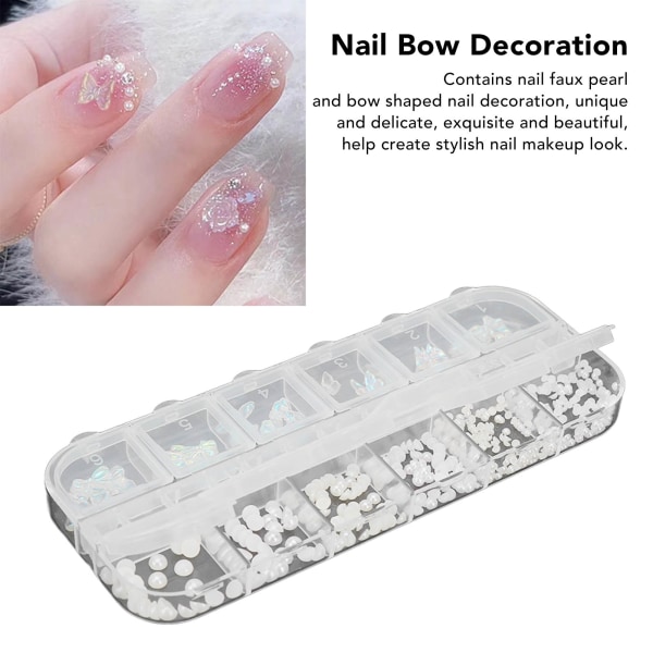 Utsökt nail art Faux Pearl Bead Hemsalong Fashionabla DIY Nagelbåge Charmdekoration för kvinnor