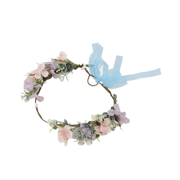 Blomsterhodeband Justerbar Elegant Utseende Utsøkt Håndverk Blomsterkrans Krone for Bryllup Fest Festivaler