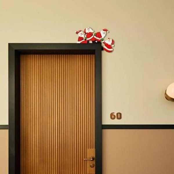 Juldekoration för dörrram - Tomte i trä med älg B 1pcs