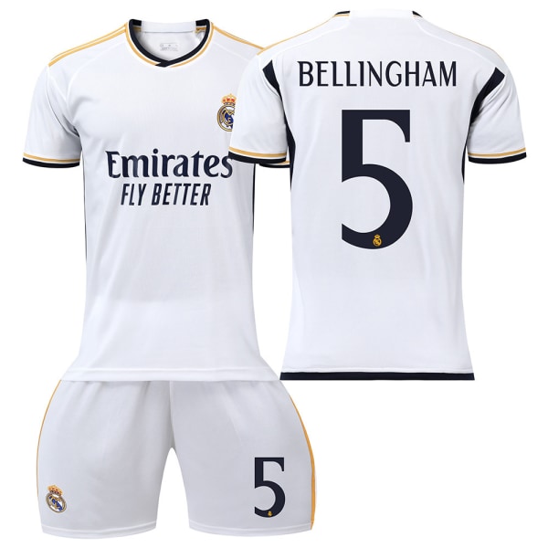 2324 Real Madrid fodboldtrøje nr. 7 Vinicius 5 Bellingham trøjesæt no.11 L