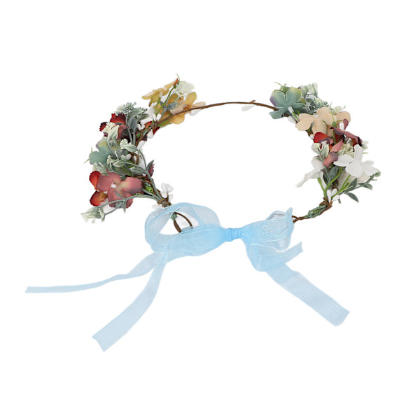 Kunstig blomsterkrans pannebånd Kvinner Utsøkt Elegant Hårkrans for Bryllup Fest (Oransje)