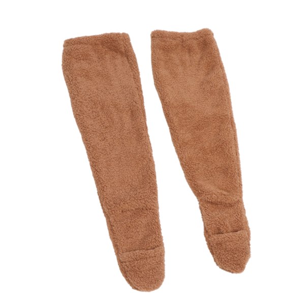 Overknees Fuzzy Sokker Vinter Hjem Sove Myke Tykke Pustende Plysj Strømper Beinsvarmer Brun