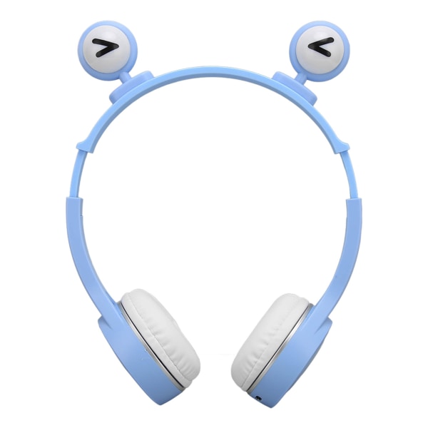 Barn Bluetooth-hörlurar hopfällbara HiFi-stereotecknade barnheadset med mikrofon och LED-ljus för hemresor Skola Blå