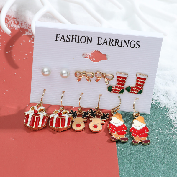 12pcs Christmas Earrings Studs Earrings