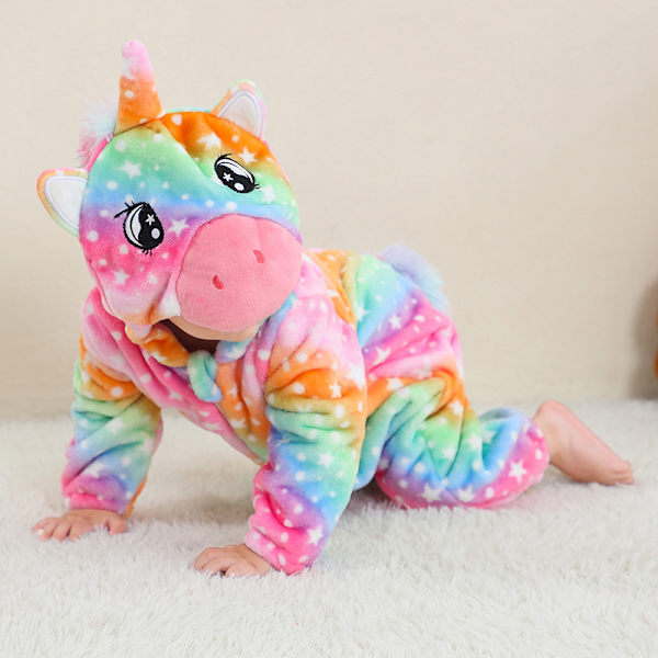 Flannels Pyjamas til Børn - Dyre Jumpsuit Robot Unicorn Attack XL（90-100m）