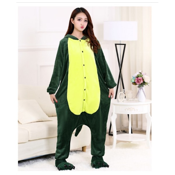 Flanellpyjamas, förtjockade för både män och kvinnor, barnsliga djur, ekorrar, tecknade jumpsuit-pyjamas, hemmakläder, Stitch-fladdermöss Green Dinosaur 140cm