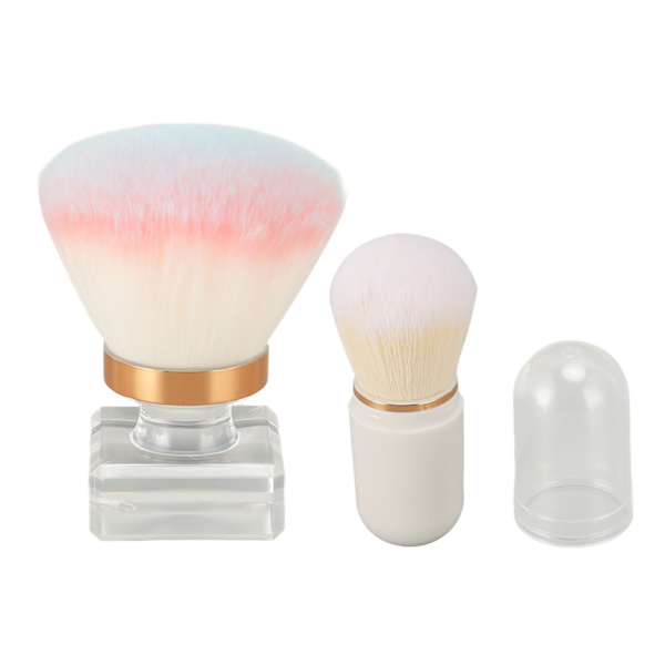 2-pack Löspuderborste Set Syntetiskt Mjukt Borst Hår Stark Greppkraft Makeup Puderborste