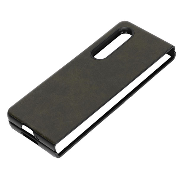Affärsskal i läder med mönster, stötsäkert skal för Samsung Galaxy Z Fold 3, armégrön