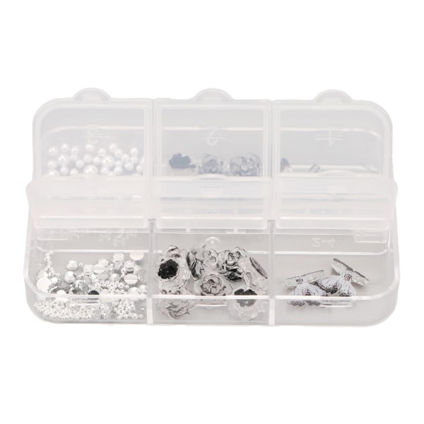 Svarta och vita dekorativa nagelcharms Fjärilsform 3D Falska blommor Form Vintage nagelcharms Kit Transparent