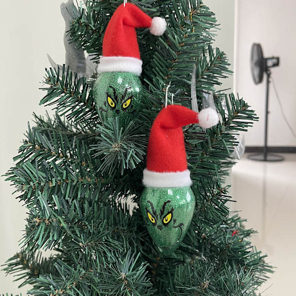 Grinch med tomteluva Juldekorationer Grinch Blinkande Dekoration Julgranshänge 1