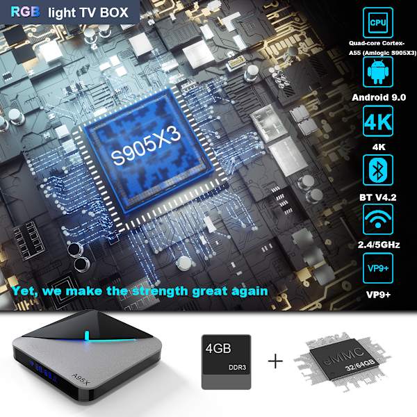 A95X F3 Air Android 9.0 WiFi Smart TV -laatikko 4GB+32GB
