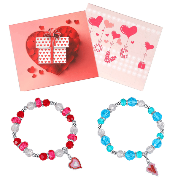 Valentine Charm Armband Making Kit Smycken Armband med Smycken Tillverkning Tillbehör Pärlor Hantverk Presentask för flickor