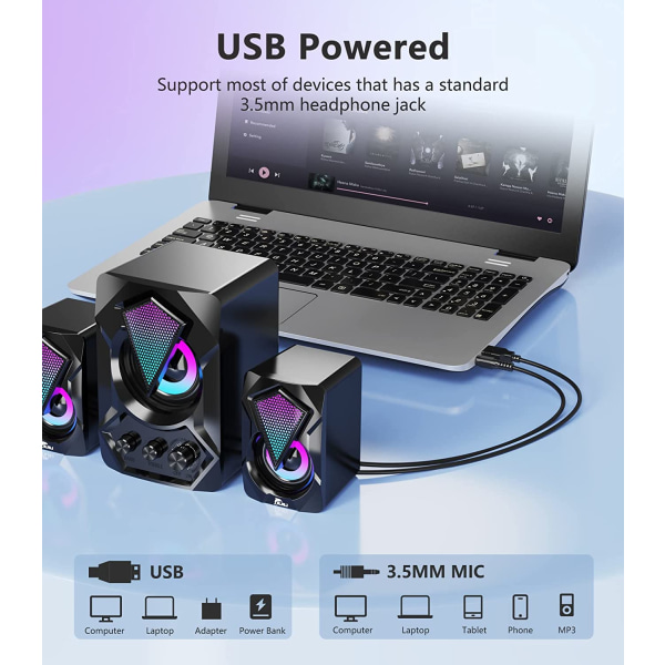 Datorhögtalare 2.1 Högtalare med Subwoofer