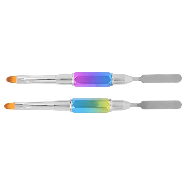 2 stk Dobbeltsidede UV Gel Pensler Picker Rustfrit Stål Bærbar Neglebørster Manicure Værktøj